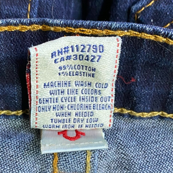 Vintage Y2K True Religion Dark Wash Ultra Low Rise Flare Leg Jeans 25 - Picture 4 of 16